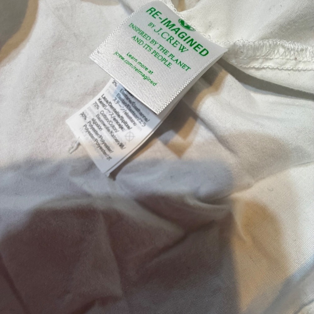 J.Crew Re-Imagined White Cotton Eyelet Lace Popover Blouse Womens Large L - Picture 5 of 11